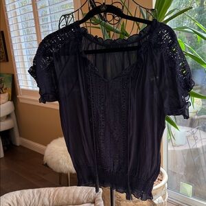 Lace-Trim Peasant Top